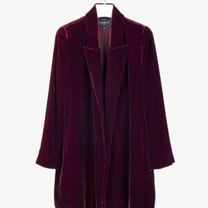 Lafayette 148 Valon Burgundy Velvet Open-Front Blazer
